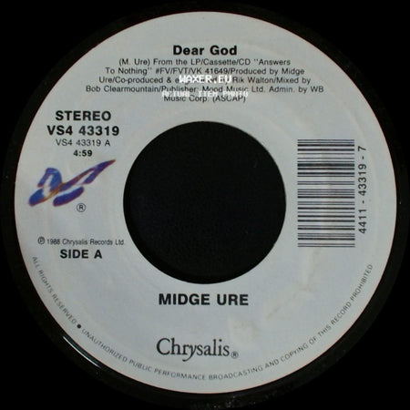 Midge Ure - Dear God / Music #1 side A