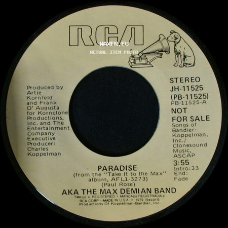 Aka The Max Demian Band - Paradise / Paradise (From The "Take It To The Max" Album, Afl1-3273) side A