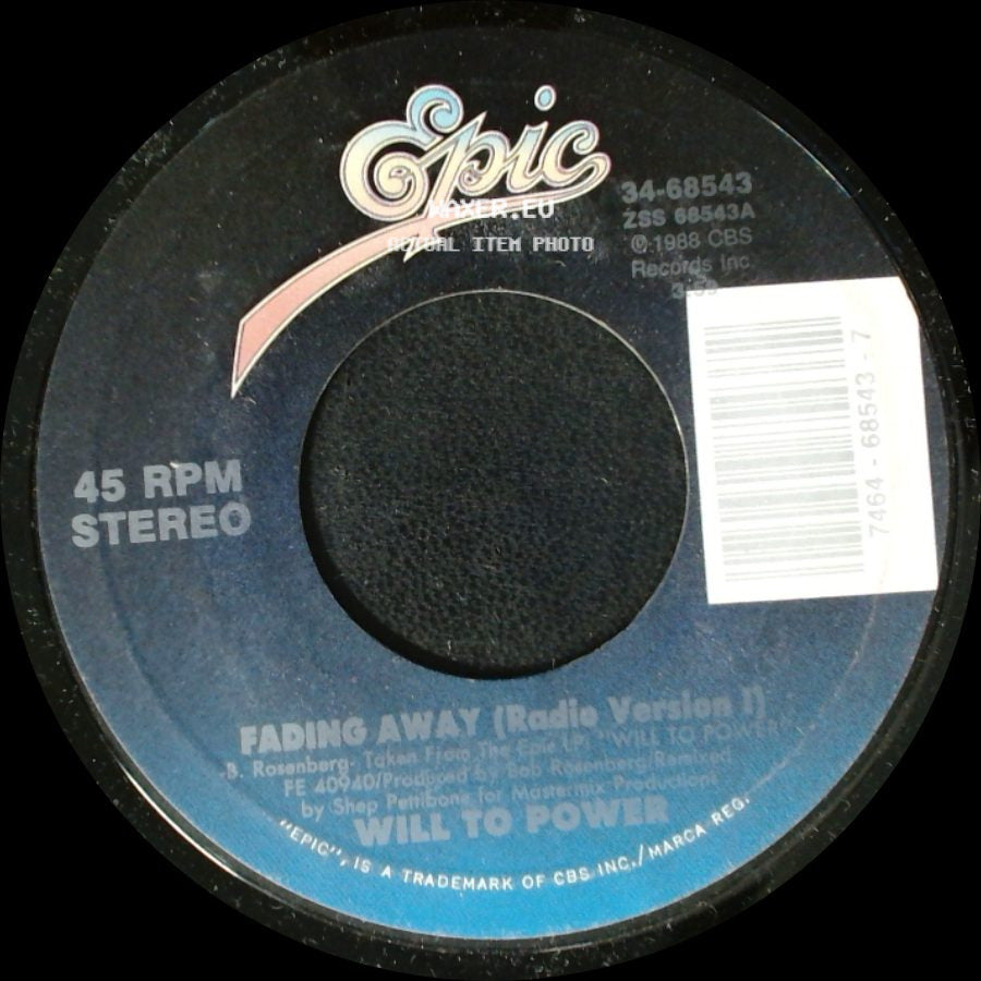 Will To Power - Fading Away (Radio Version 1) / Fading Away (Radio Version Ii) side A