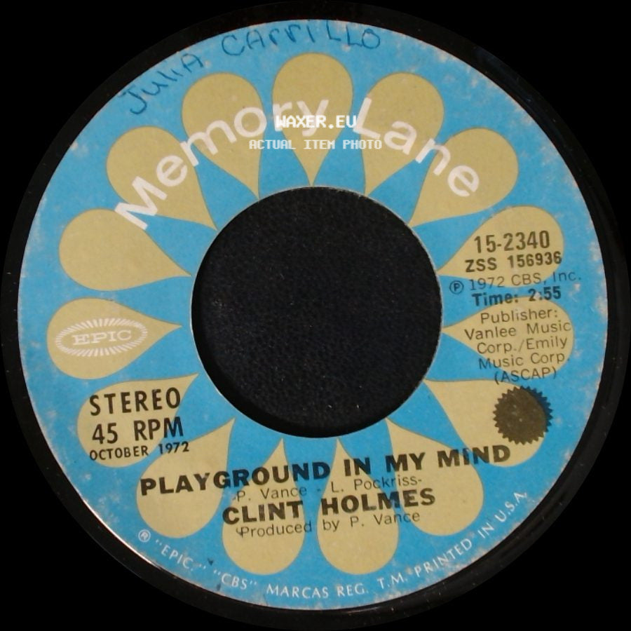 Clint Holmes - Shiddle-Ee-Dee / Playground In My Mind side B