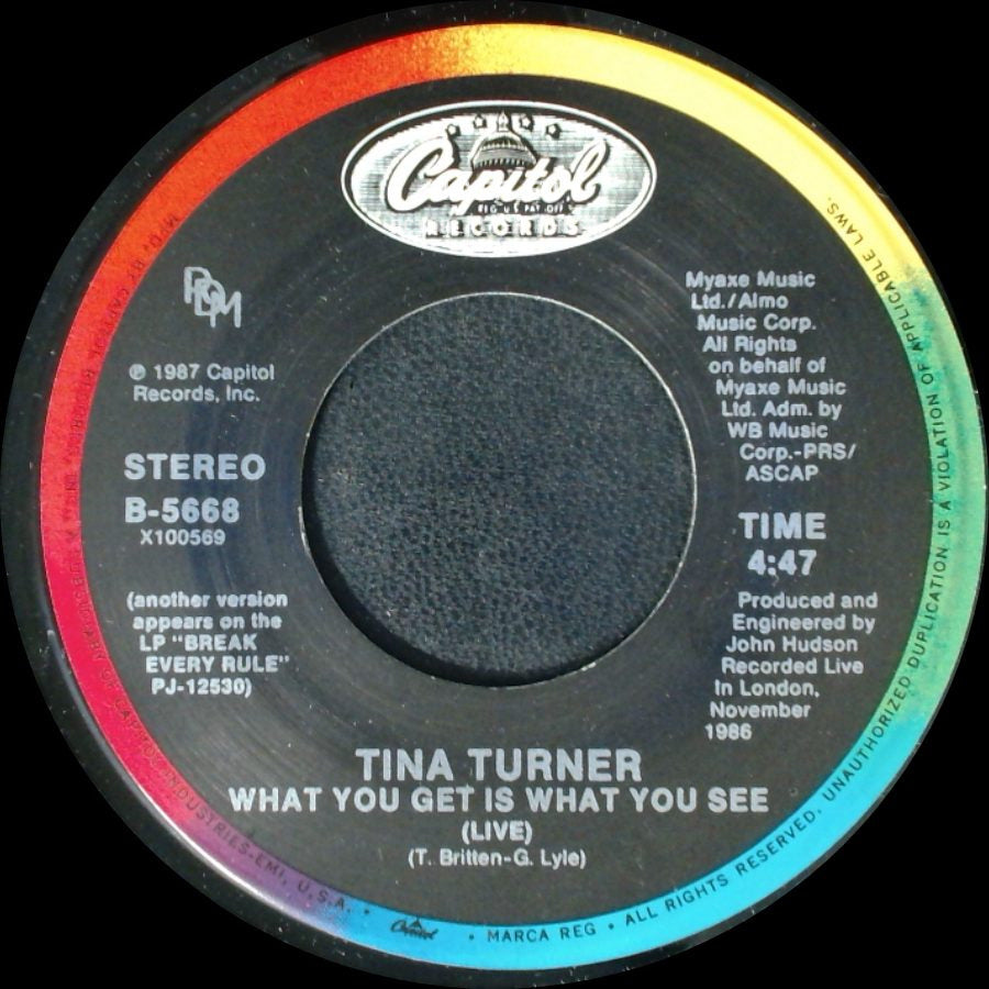 Tina Turner - What You Get Is What You See / What You Get Is What You See (Live) side B