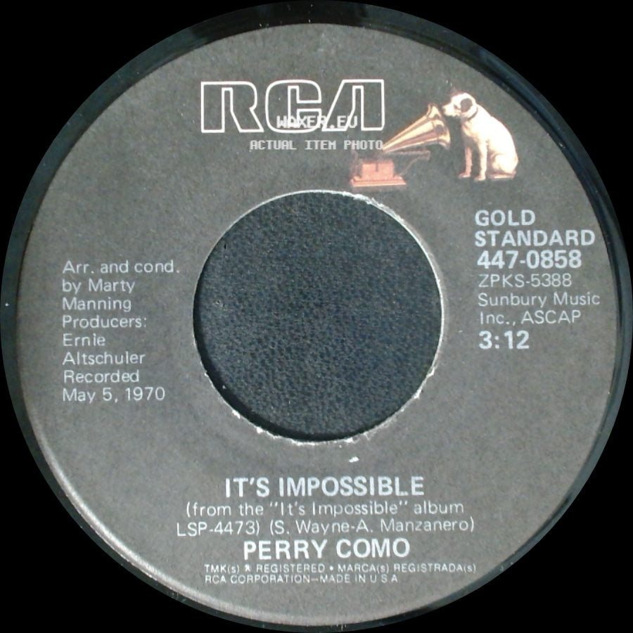 Perry Como - Seattle / It's Impossible side B