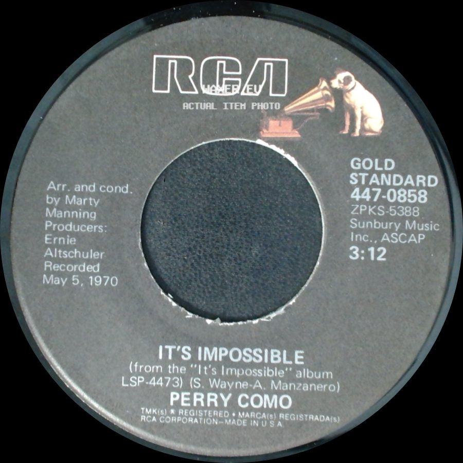 Perry Como - Seattle / It's Impossible side B