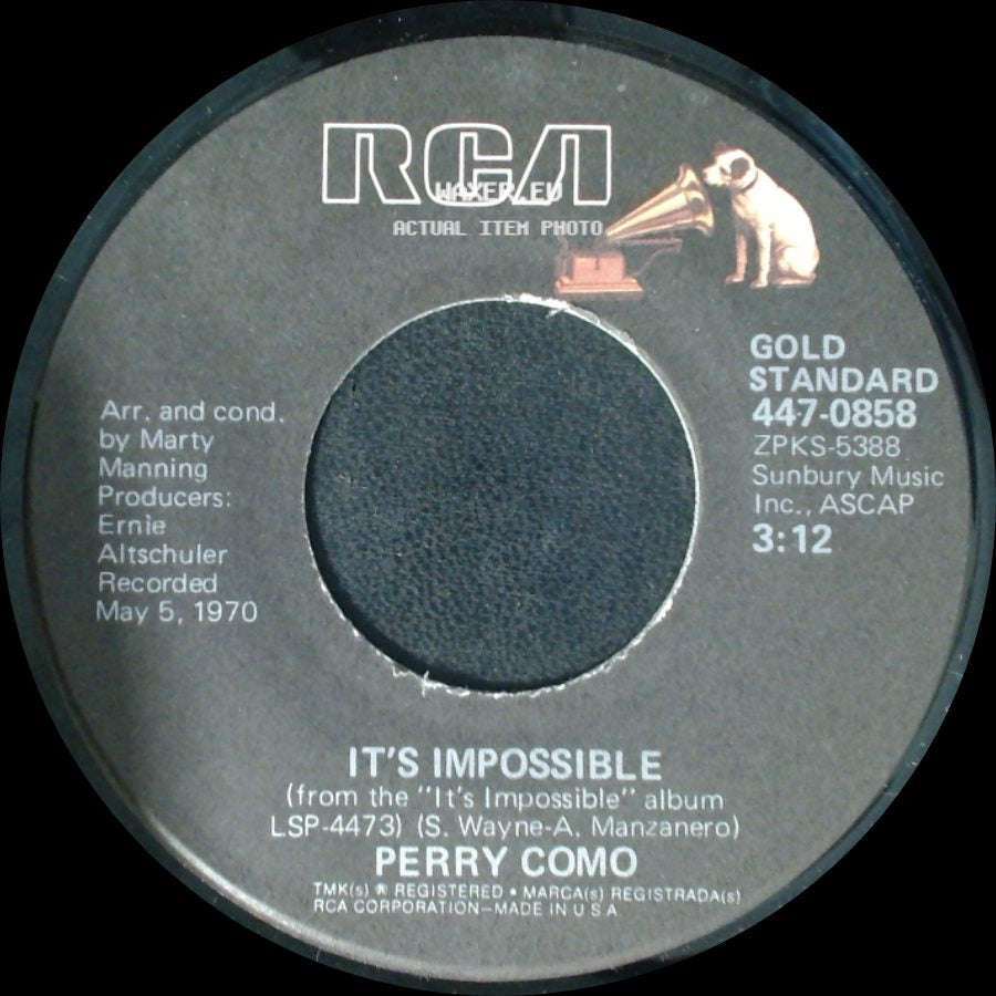Perry Como - Seattle / It's Impossible side B