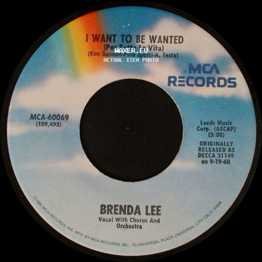 Brenda Lee - I Want To Be Wanted (Per Tutta La Vita) / Sweet Nothin's side A