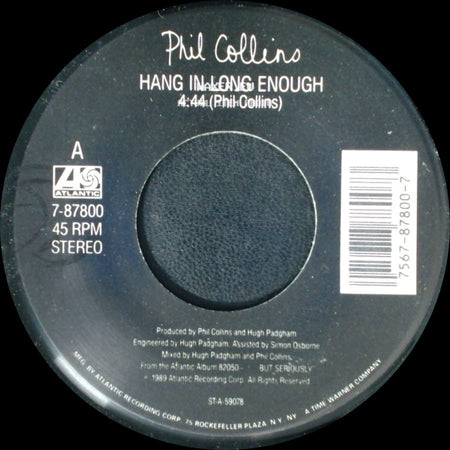 Phil Collins - Hang In Long Enough / Separate Lives (Live) side A