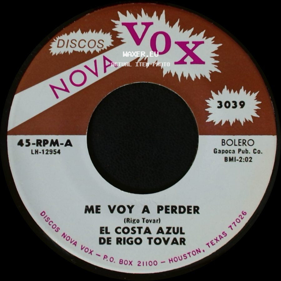 El Costa Azul De Rigo Tovar - El Parrandero Enamorado / Me Voy A Perder side B