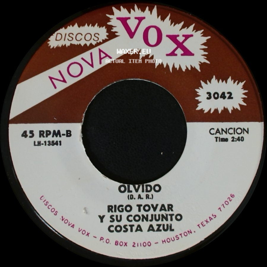 Rigo Tovar Y Su Conjunto Costa Azul - Olvido / Queridos Padres side A