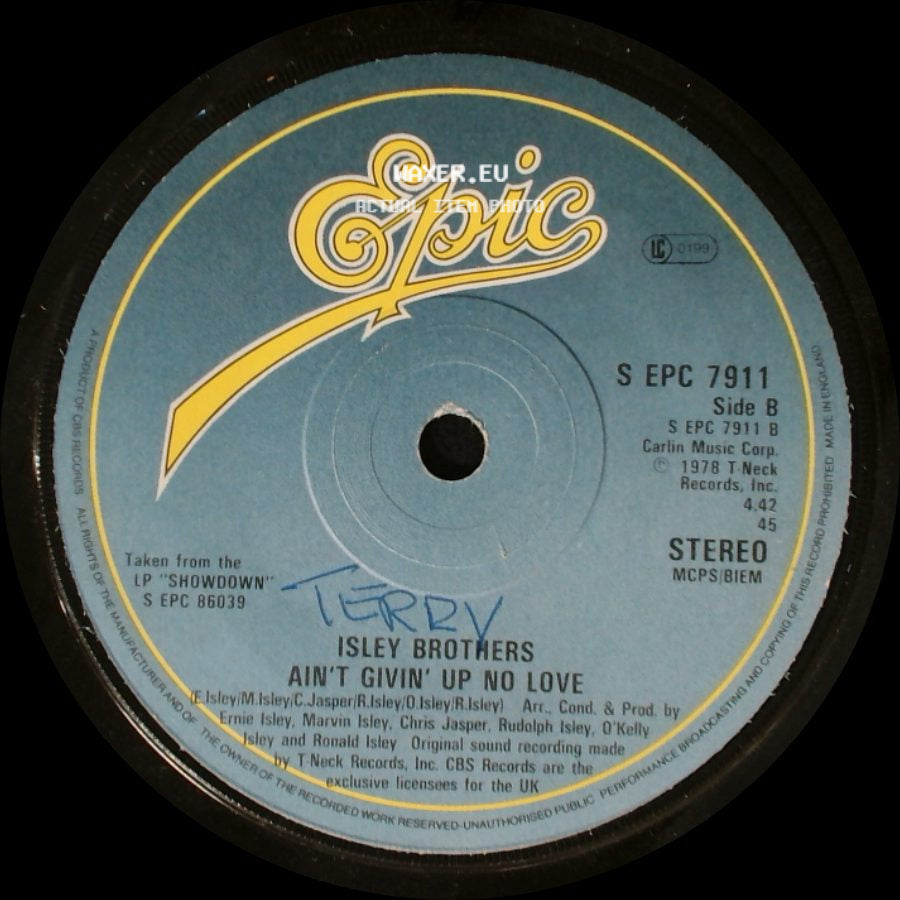 Isley Brothers - It's A Disco Night (Rock Don't Stop) / Ain't Givin' Up No Love side B