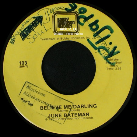 June Bateman - Come On Little Boy / Believe Me Darling side B