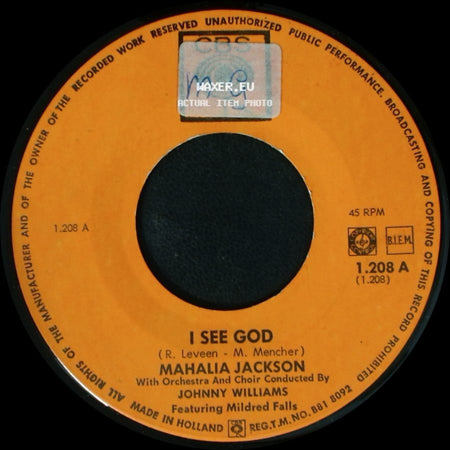 Mahalia Jackson - Holding My Saviour's Hand / I See God side B