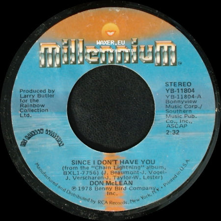 Don Mclean - Since I Don't Have You / Your Cheating Heart side A