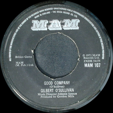 Gilbert O'sullivan - Ooh Baby / Good Company side B