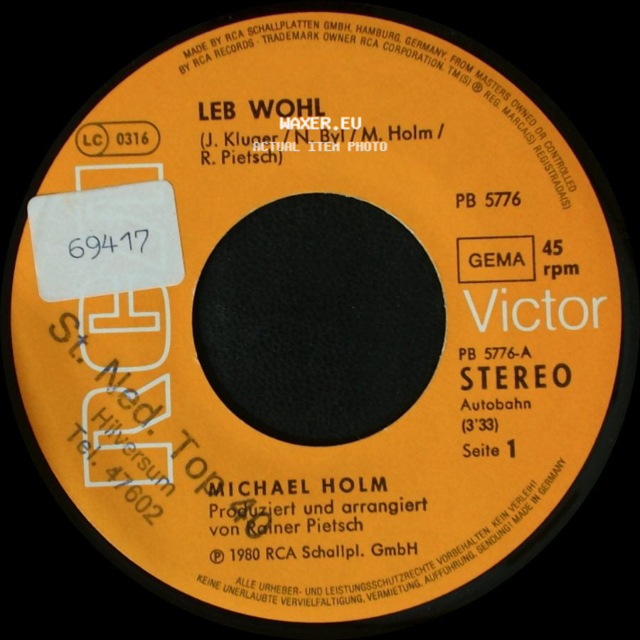 Michael Holm - Leb Wohl / Menschen Ohne Ziel side A