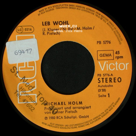 Michael Holm - Leb Wohl / Menschen Ohne Ziel side A