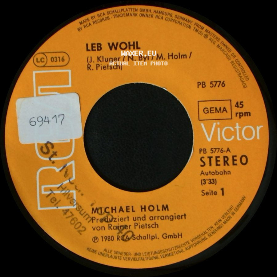 Michael Holm - Leb Wohl / Menschen Ohne Ziel side A