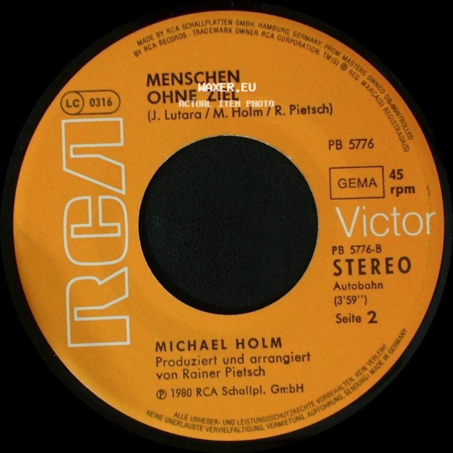 Michael Holm - Leb Wohl / Menschen Ohne Ziel side B