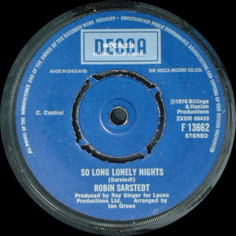 Robin Sarstedt - So Long Lonely Nights / Let's Fall In Love side A