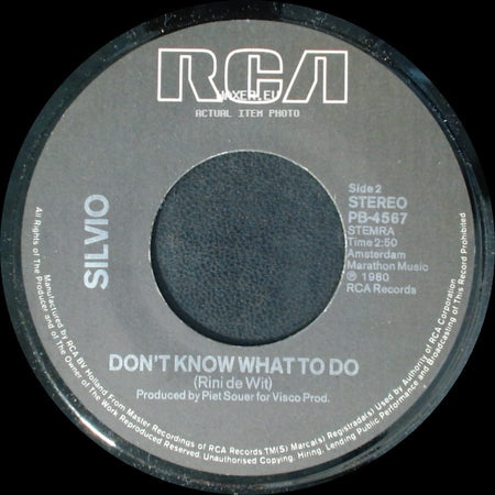 Silvio - I'm Your Son, South America / Don't Know What To Do side B