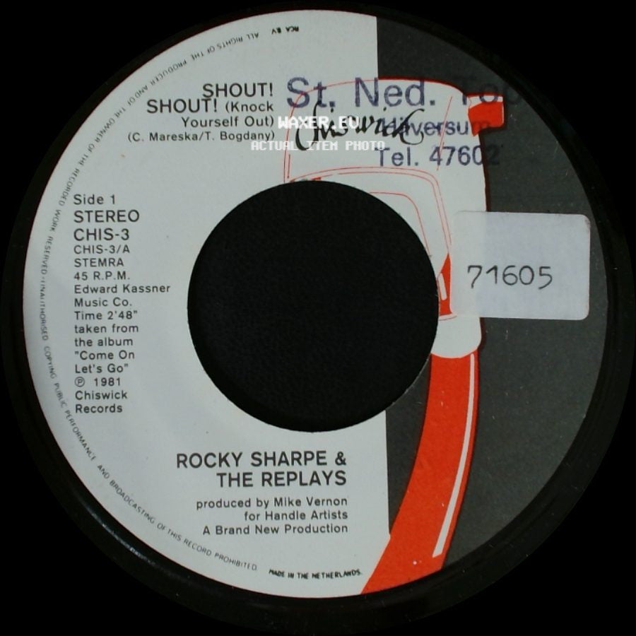 Rocky Sharpe & The Replays - Shout! (Knock Yourself Out) / Hey! Hey! Good Lookin' side A