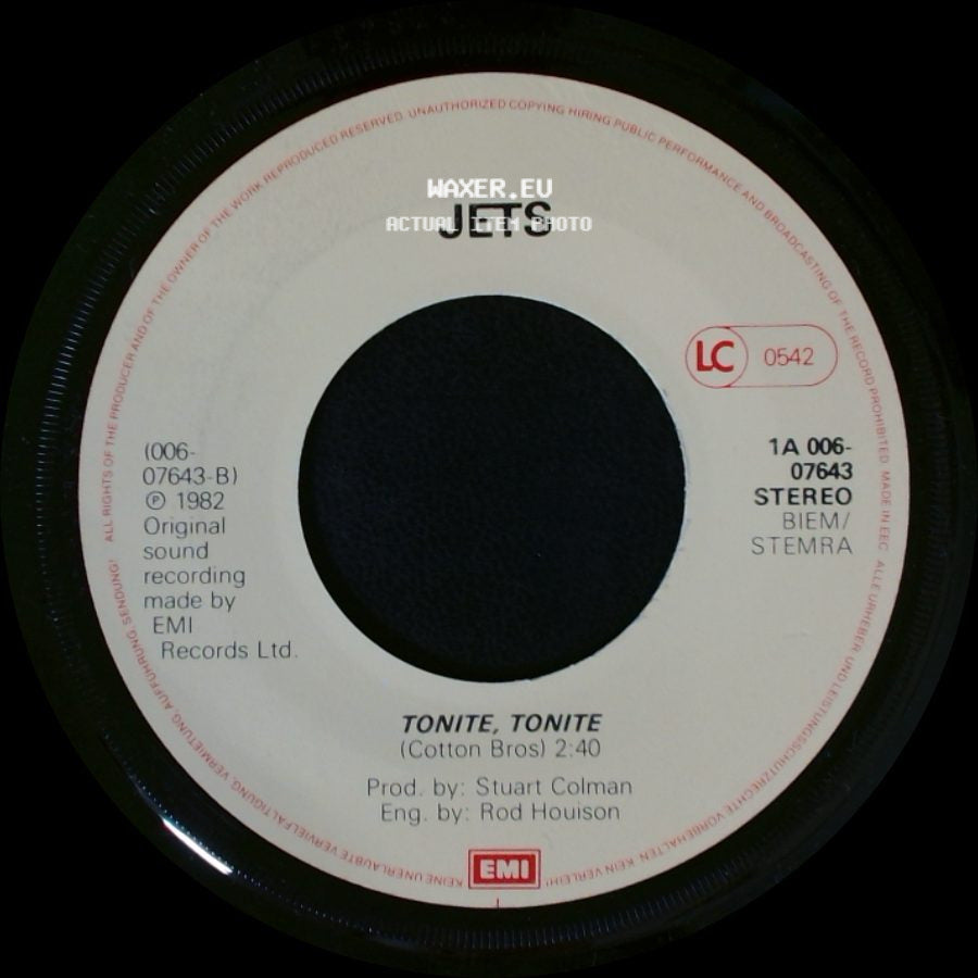 Jets - The Honeydripper / Tonite, Tonite side B