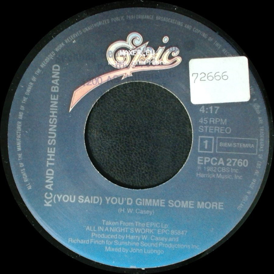 Kc And The Sunshine Band - When You Dance To The Music / (You Said) You'd Gimme Some More side B