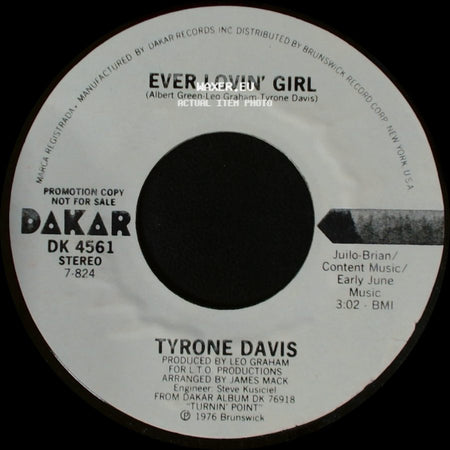 Tyrone Davis - Ever Lovin' Girl / Ever Lovin' Girl side B