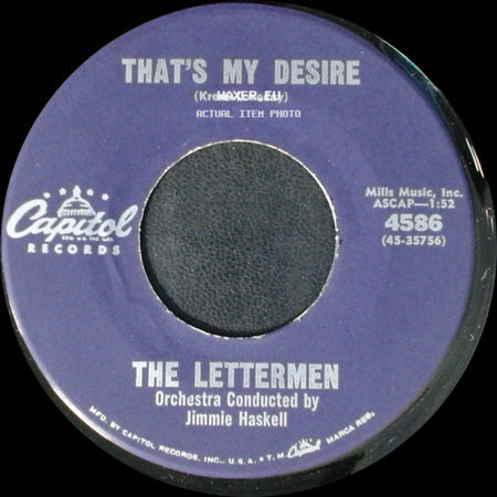 The Lettermen - The Way You Look Tonight / That's My Desire side B