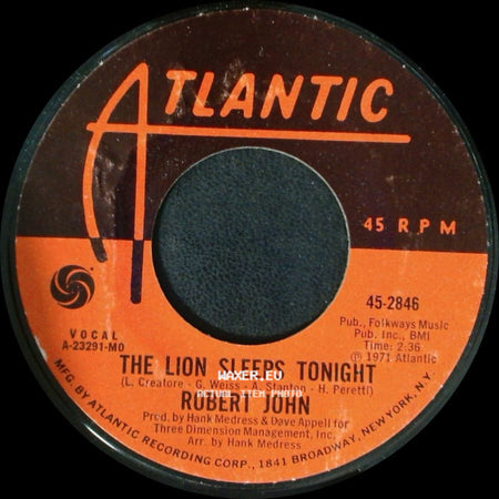 Robert John - The Lion Sleeps Tonight / Janet side A