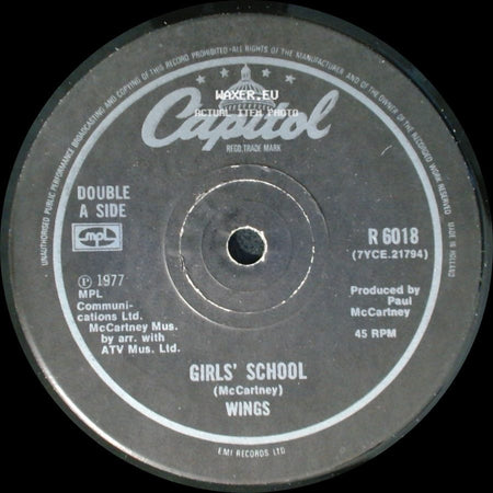 Wings - Mull Of Kintyre / Girls' School side B