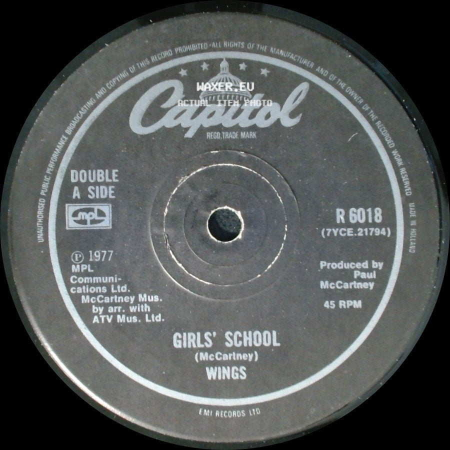 Wings - Mull Of Kintyre / Girls' School side B