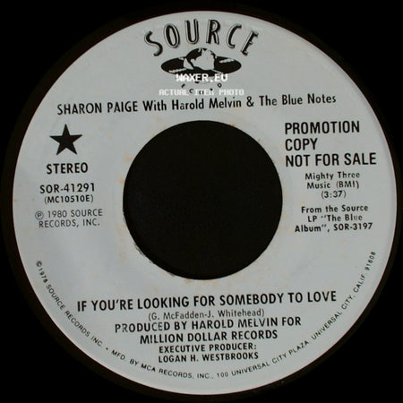 Sharon Paige With Harold Melvin & The Blue Notes - If You're Looking For Somebody To Love / If You're Looking For Somebody To Love side B
