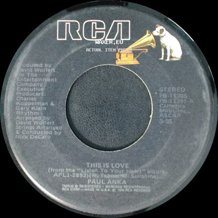Paul Anka - I'm By Myself Again / This Is Love side B