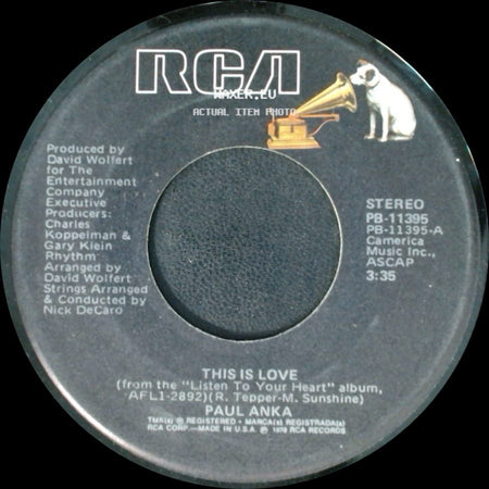 Paul Anka - This Is Love / I'm By Myself Again side A