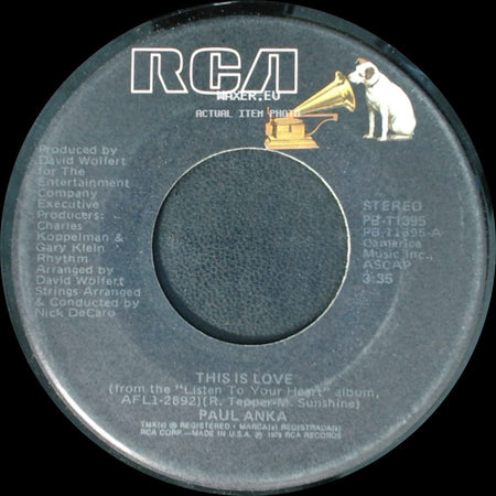 Paul Anka - I'm By Myself Again / This Is Love side B