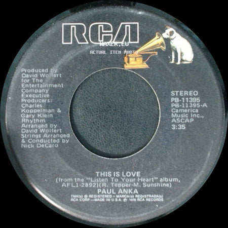 Paul Anka - This Is Love / I'm By Myself Again side A