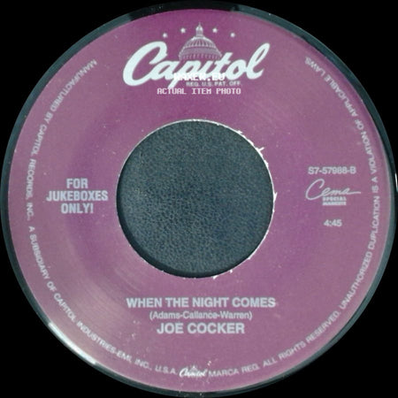 Joe Cocker - Feels Like Forever / When The Night Comes side B