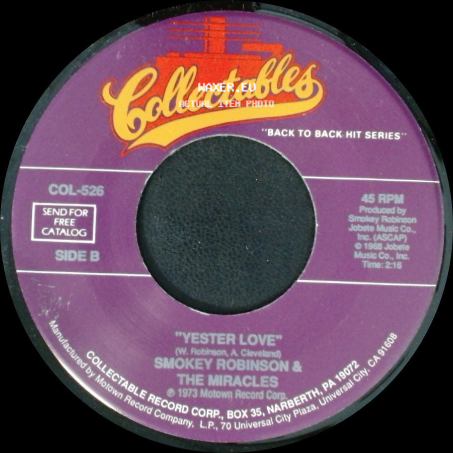 Smokey Robinson & The Miracles - Special Occasion / Yester Love side B