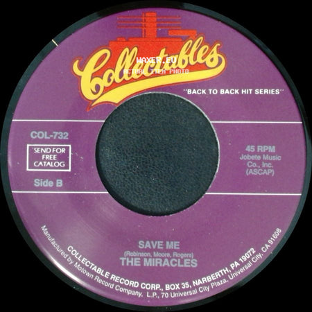 The Miracles - Here I Go Again / Save Me side B
