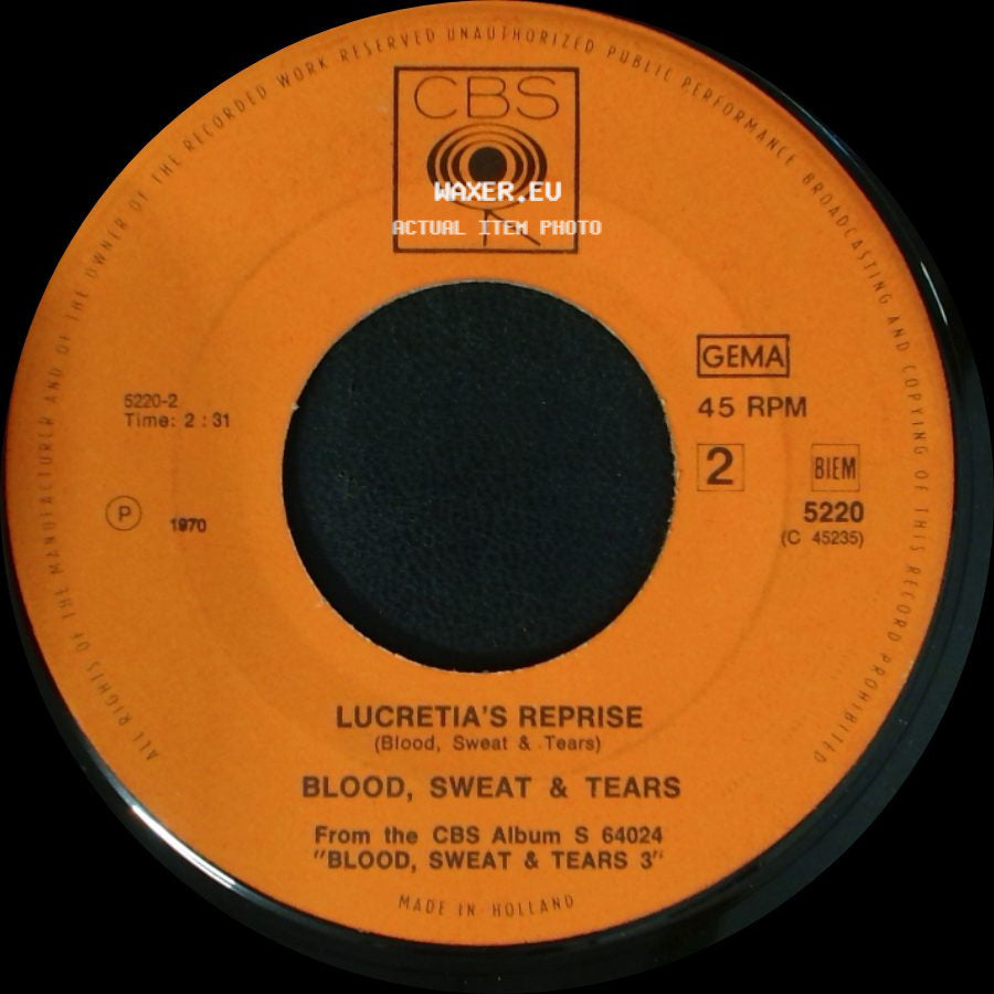Blood, Sweat & Tears - Lucretia's Reprise / Lucretia Mac Evil side A
