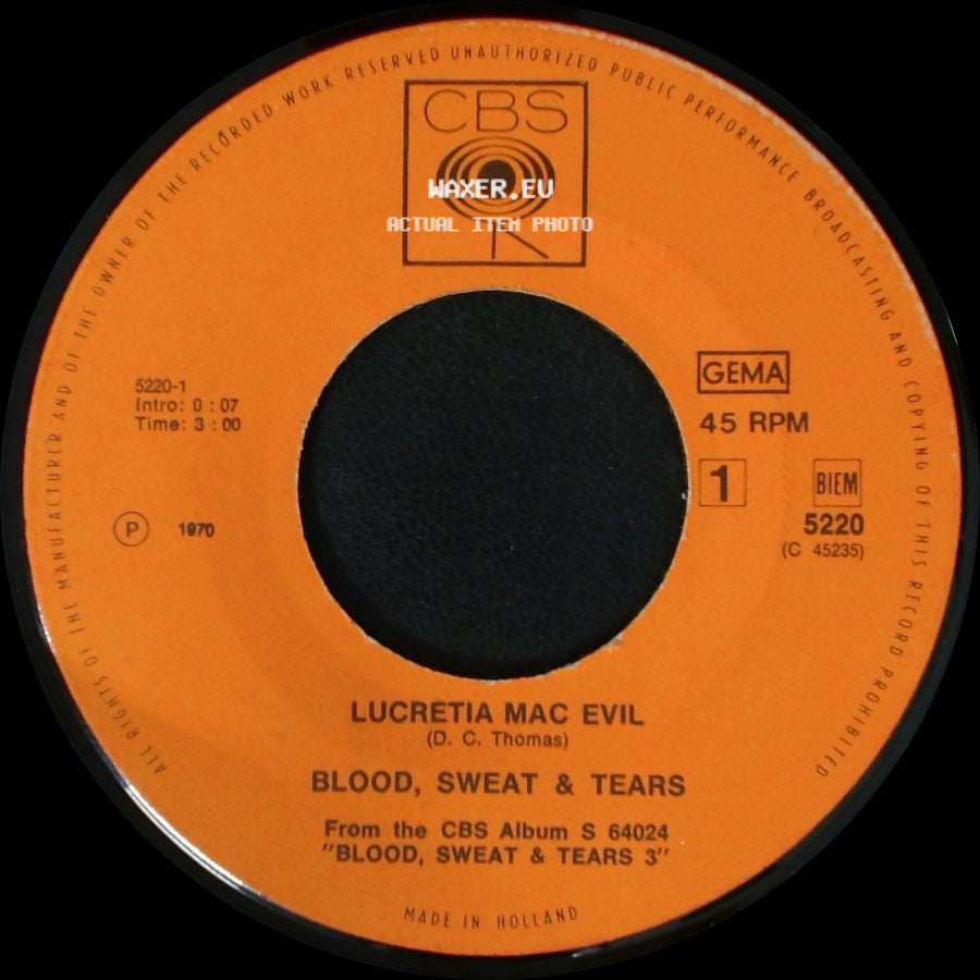 Blood, Sweat & Tears - Lucretia's Reprise / Lucretia Mac Evil side B