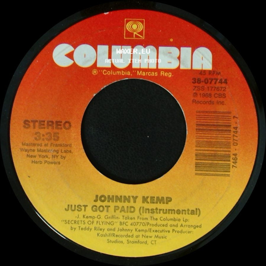 Johnny Kemp - Just Got Paid / Just Got Paid (Instrumental) side B