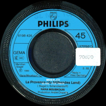 Nana Mouskouri - La Provence (Du Blühendes Land) / Des Einen Freud Ist Des Andern Leid side A