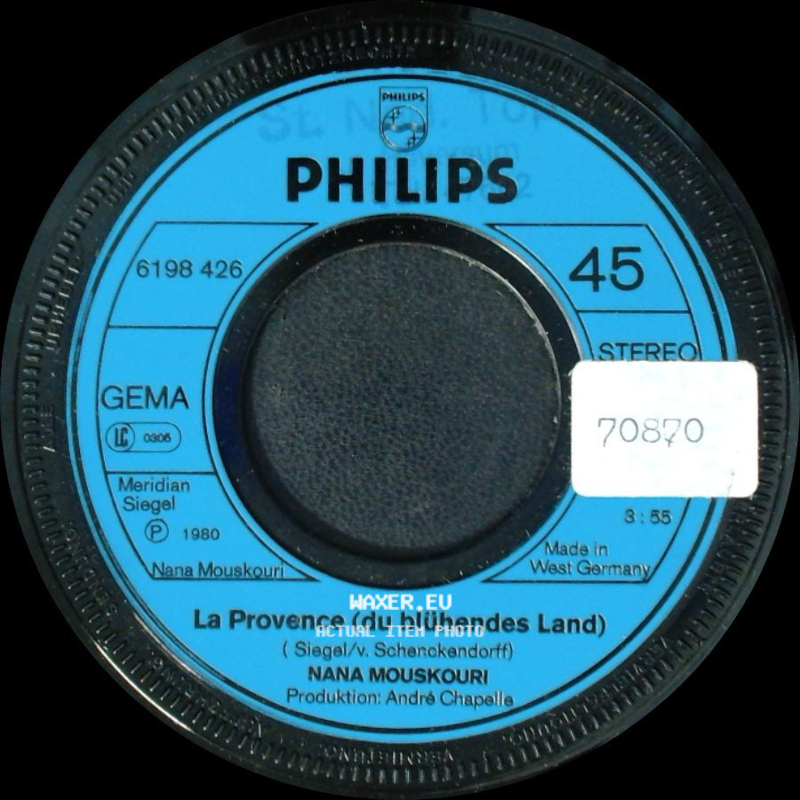 Nana Mouskouri - La Provence (Du Blühendes Land) / Des Einen Freud Ist Des Andern Leid side A