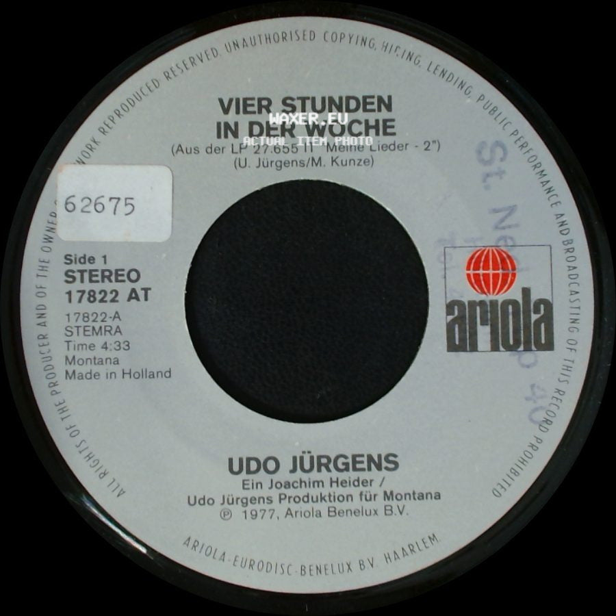 Udo Jürgens - Vier Stunden In Der Woche / Gefeuert side A