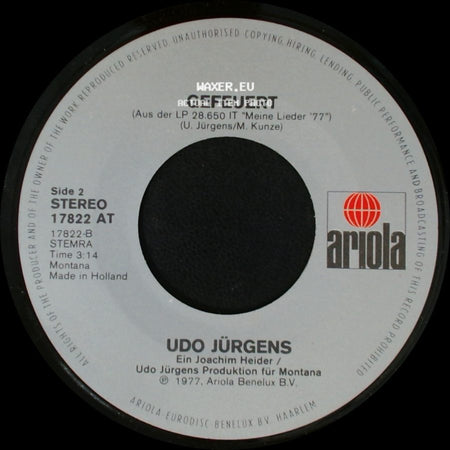 Udo Jürgens - Vier Stunden In Der Woche / Gefeuert side B