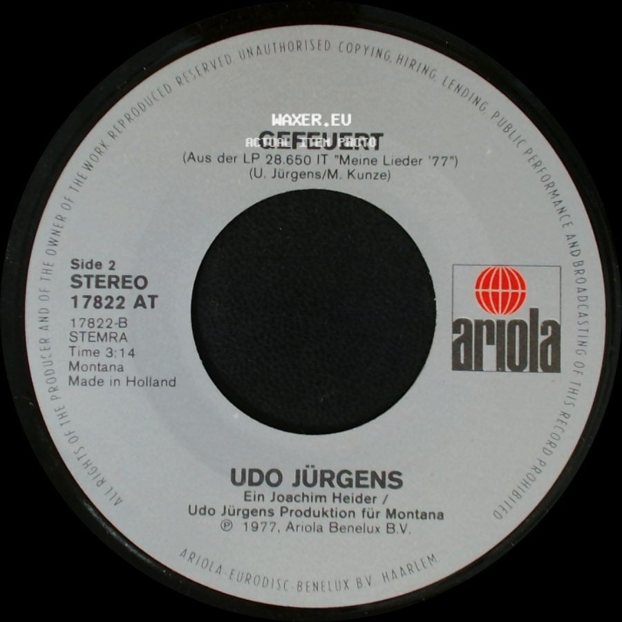 Udo Jürgens - Vier Stunden In Der Woche / Gefeuert side B