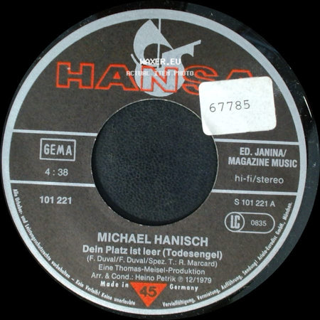 Michael Hanisch - Bleibt Einmal Die Zeit Für Uns Steh'n / Dein Platz Ist Leer (Todesengel) side B