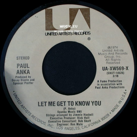 Paul Anka With Odia Coates / Paul Anka - One Man Woman/One Woman Man / Let Me Get To Know You side B