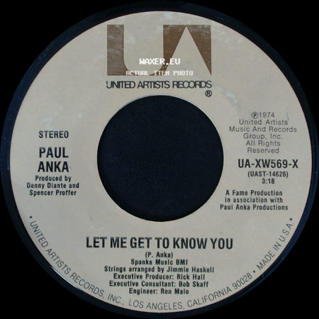 Paul Anka With Odia Coates / Paul Anka - One Man Woman / One Woman Man / Let Me Get To Know You side B